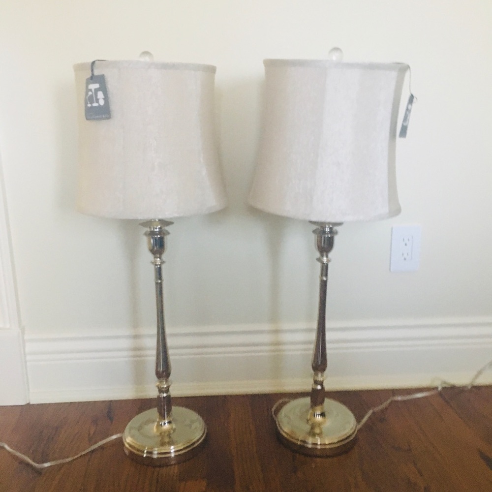 2 NW VISUAL COMFORT POLISHED NICKEL TABLE LAMPS